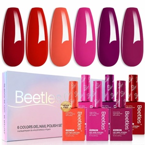 Beetles Neon Gel Polish Set – 6 Colors HEMA-Free 15ML Same Color Bottle, Pink Green Coral Purple Blue Neon Gel Nail Polish Set, Soak Off UV Lamp Bright Rainbow Summer Nails Art Professional Salon(Fiery Passion)