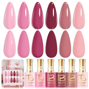 Beetles Pink Gel Polish Set – Ballet Rosa Hema-Free Collection, 6 Colors Nude Pink Colors Gel Kit with Pre-Swatched Color Card, Soak Off UV LED Polish for DIY Nail Art Home Salon Gifts(Ballet Rosa)