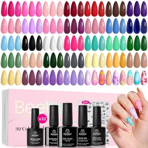 Beetles Summer Gel Nail Polish Kit – Island Holiday 36 Colors Neon Yellow Orange Hot Pink Glitter Gel Polish with Base Top Coat Matte Top Coat, Soak Off UV LED DIY Manicure Gift for Women(Fingertips Canvas Collection)