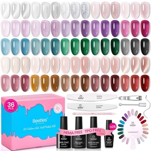 Beetles Summer Gel Nail Polish Kit – Island Holiday 36 Colors Neon Yellow Orange Hot Pink Glitter Gel Polish with Base Top Coat Matte Top Coat, Soak Off UV LED DIY Manicure Gift for Women(0-0-0 Deal Box Jelly Veil Gel Polish Set)
