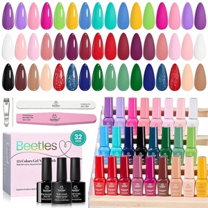 Beetles Summer Gel Nail Polish Kit – Island Holiday 36 Colors Neon Yellow Orange Hot Pink Glitter Gel Polish with Base Top Coat Matte Top Coat, Soak Off UV LED DIY Manicure Gift for Women(Color Notes Collection)