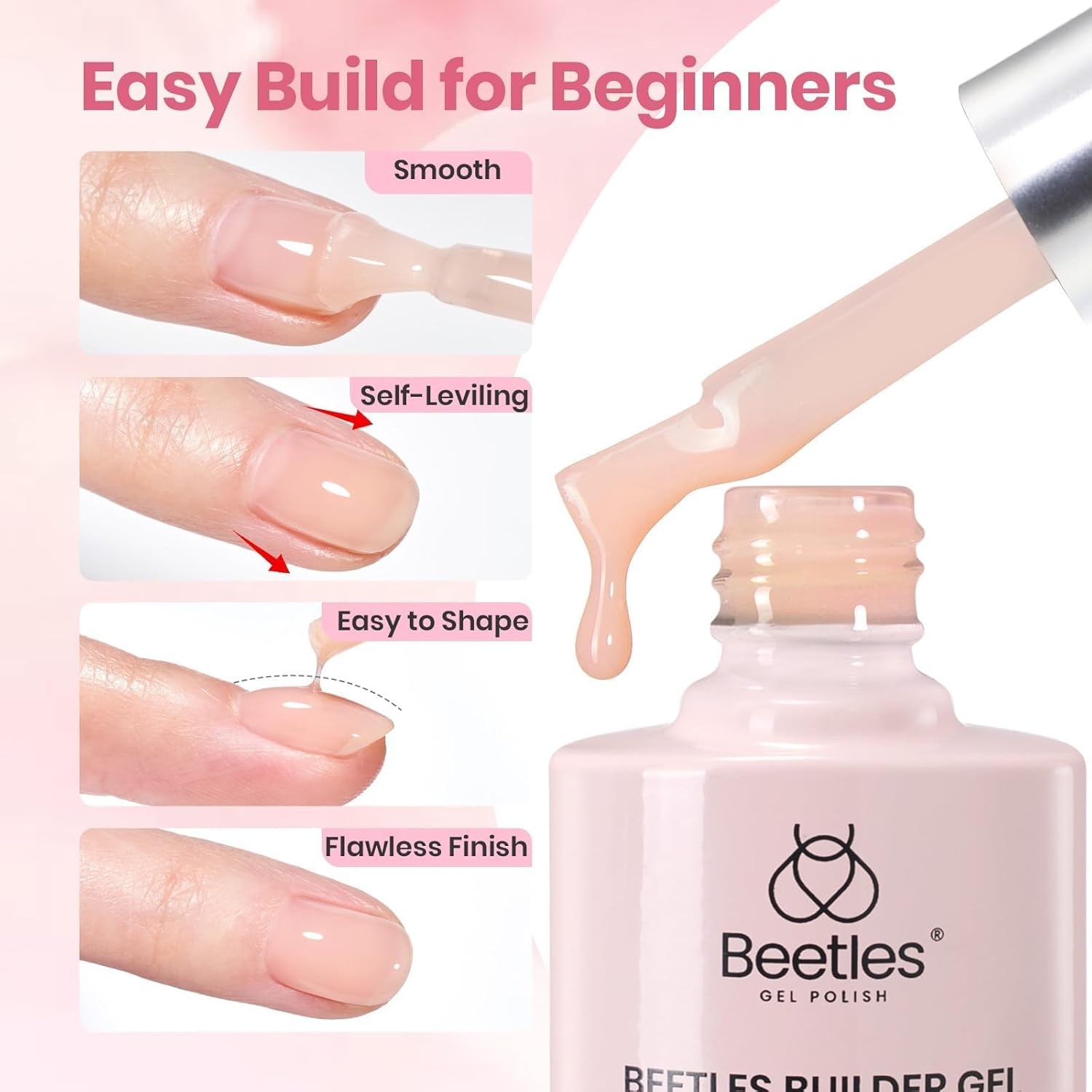 image:imageBeetles Builder Gel Nail Kit HEMAFREEampTPO FREEMuted Bloom 6 Colors Jelly Pink Glitter Building Gel8 in 1 Strengthening Building Instant Apex amp Extension for Beginner DIY SalonUV LED Lamp NeedHEMA TPO FreeMuted Bloom