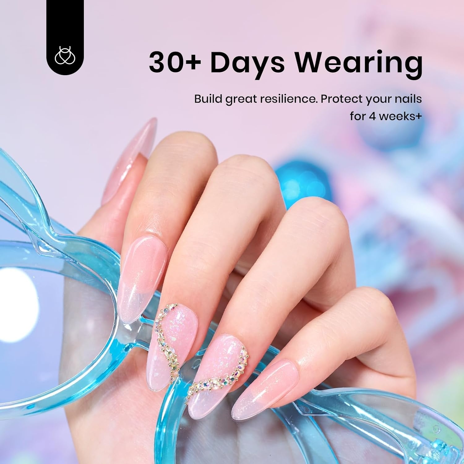 image:imageBeetles Builder Gel Nail Kit HEMAFREEampTPO FREEMuted Bloom 6 Colors Jelly Pink Glitter Building Gel8 in 1 Strengthening Building Instant Apex amp Extension for Beginner DIY SalonUV LED Lamp NeedA3Shimmer Nude Pink
