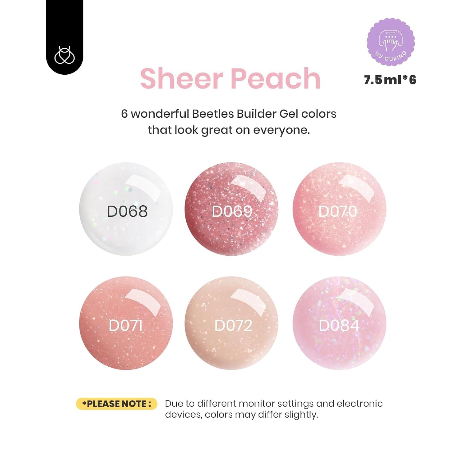 image:imageBeetles Builder Gel Nail Kit HEMAFREEampTPO FREEMuted Bloom 6 Colors Jelly Pink Glitter Building Gel8 in 1 Strengthening Building Instant Apex amp Extension for Beginner DIY SalonUV LED Lamp NeedA3Shimmer Nude Pink