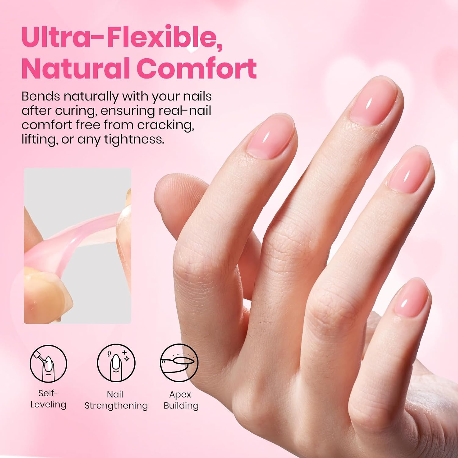 image:imageBeetles Rubber Base Gel Nail Polish 6 Colors Nude Gel Polish Pink Peach Neutral Sheer French Tips Base Colors for Nails Flexible U V LED Soak Off for DIY Home Manicure Nail Gifts01Clear 2 PCS Color Builder BaseGlitter Top Coat