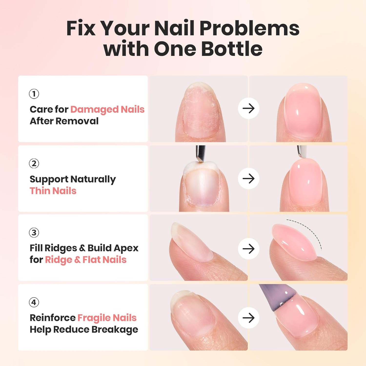 image:imageBeetles Rubber Base Gel Nail Polish 6 Colors Nude Gel Polish Pink Peach Neutral Sheer French Tips Base Colors for Nails Flexible U V LED Soak Off for DIY Home Manicure Nail GiftsClear Rubber Base Gel