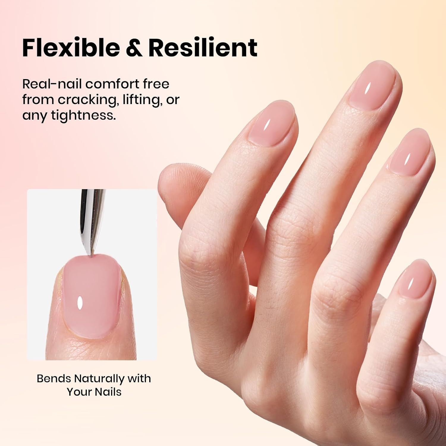 image:imageBeetles Rubber Base Gel Nail Polish 6 Colors Nude Gel Polish Pink Peach Neutral Sheer French Tips Base Colors for Nails Flexible U V LED Soak Off for DIY Home Manicure Nail GiftsClear Rubber Base Gel