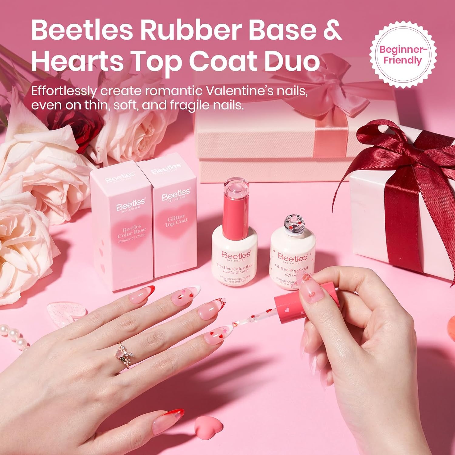 image:imageBeetles Rubber Base Gel Nail Polish 6 Colors Nude Gel Polish Pink Peach Neutral Sheer French Tips Base Colors for Nails Flexible U V LED Soak Off for DIY Home Manicure Nail Gifts01Clear 2 PCS Color Builder BaseGlitter Top Coat