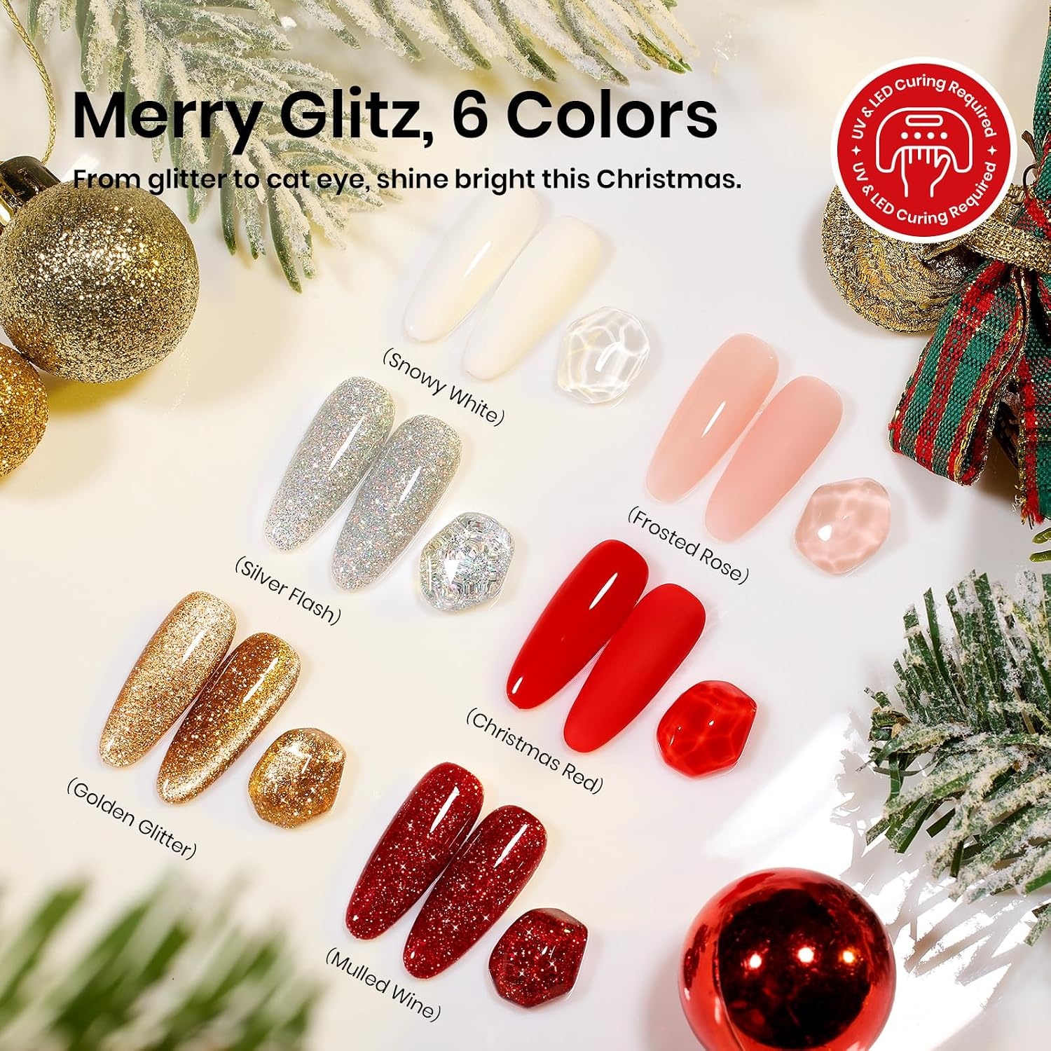 image:imageBeetles White Gel Nail Polish Kit with U V Light 5 Pcs Gel Polish Starter Kit with Base amp Top Coat and Nail File for Beginners Soak Off DIY Art Set Manicure Gifts for Women1 Merry Glitz