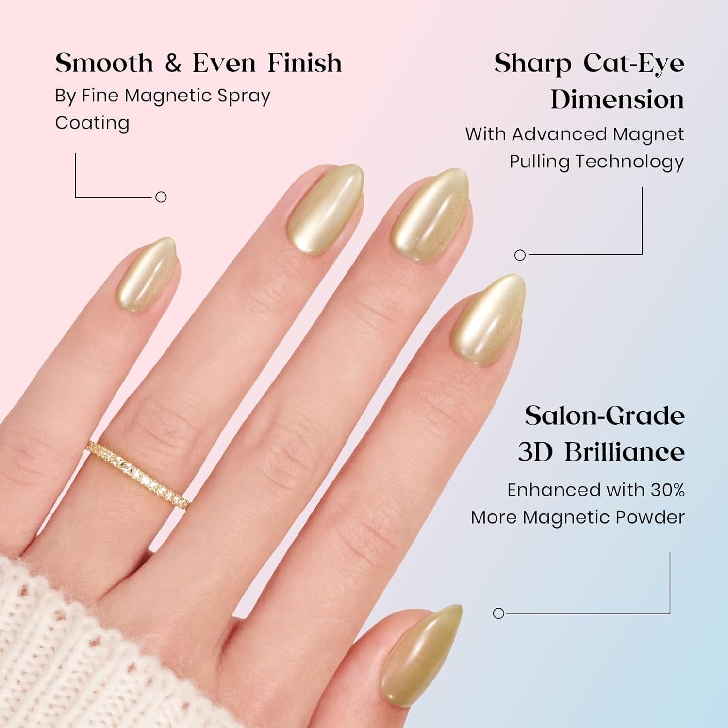 image:imageBeetles X Press Cat Eye Nails  Bubble Aurora  7 Colors Medium Almond Press On Nails  16 Sizes 224 Pcs Natural Salon Quality Soft Nail Gel Art DIY For Women01S AlmondCat Eye Soda Aurora