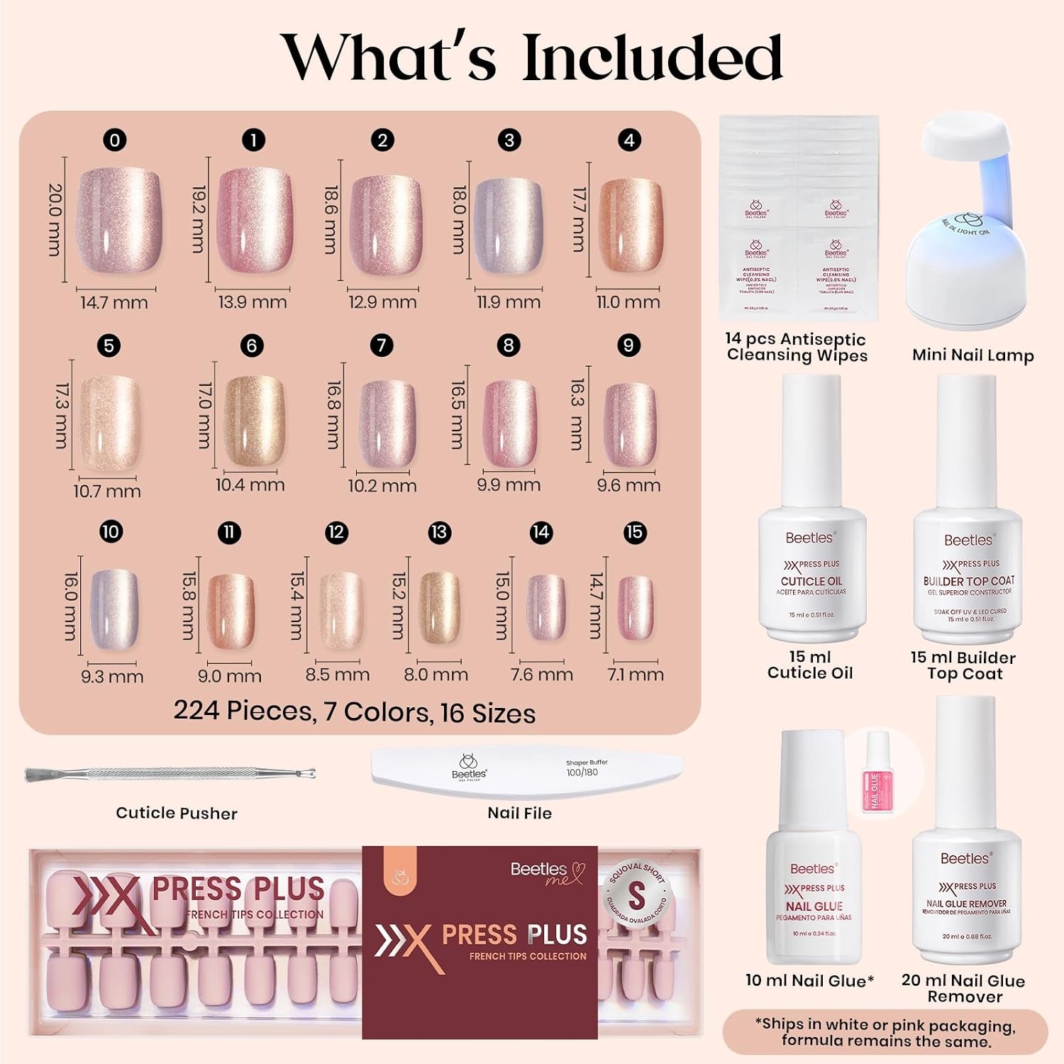 image:imageBeetles X Press Cat Eye Nails  Bubble Aurora  7 Colors Medium Almond Press On Nails  16 Sizes 224 Pcs Natural Salon Quality Soft Nail Gel Art DIY For Women2S SquareCat Eye Candy Nova Kit