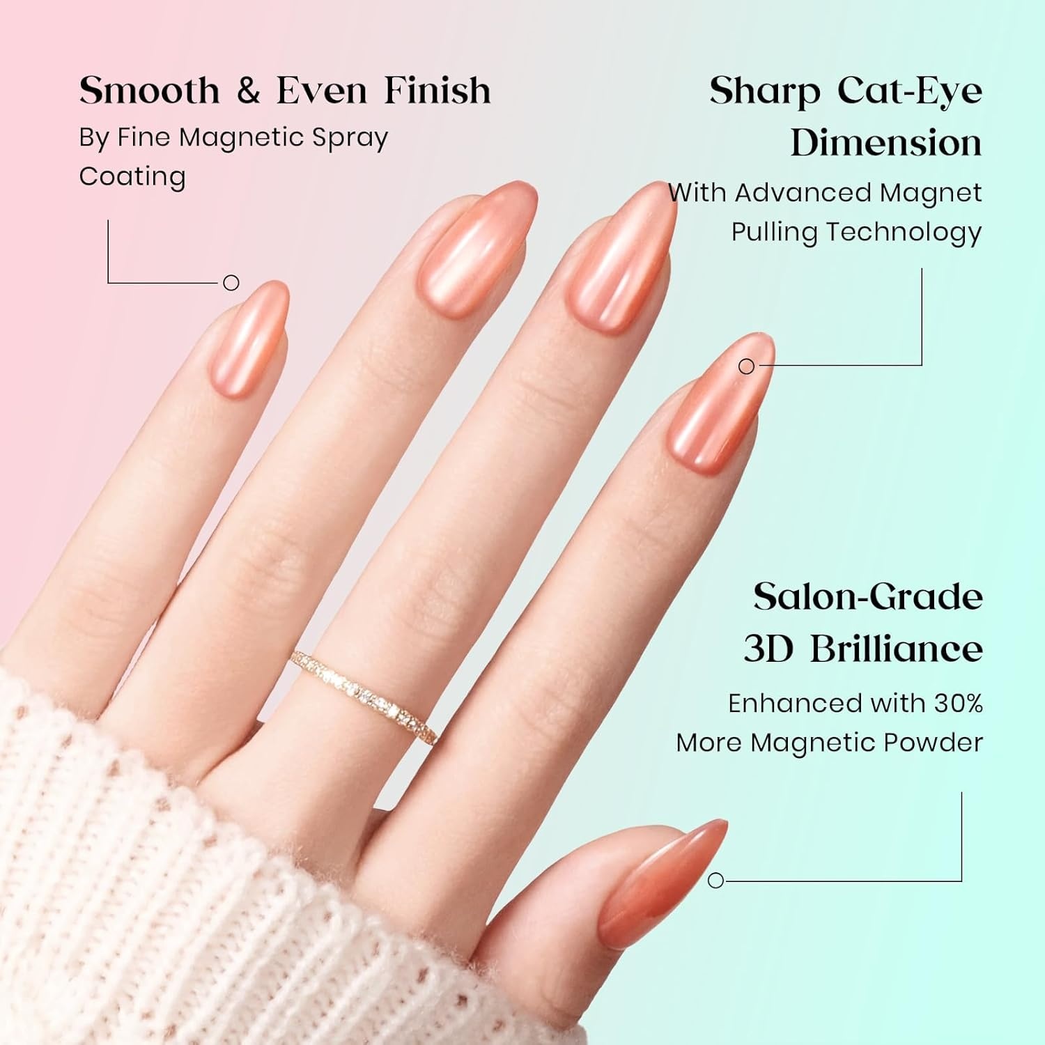 image:imageBeetles X Press Cat Eye Nails Bubble Aurora 7 Colors Medium Almond Press On Nails 16 Sizes 224 Pcs Natural Salon Quality Soft Nail Gel Art DIY For Women01M AlmondCat Eye Bubble Aurora