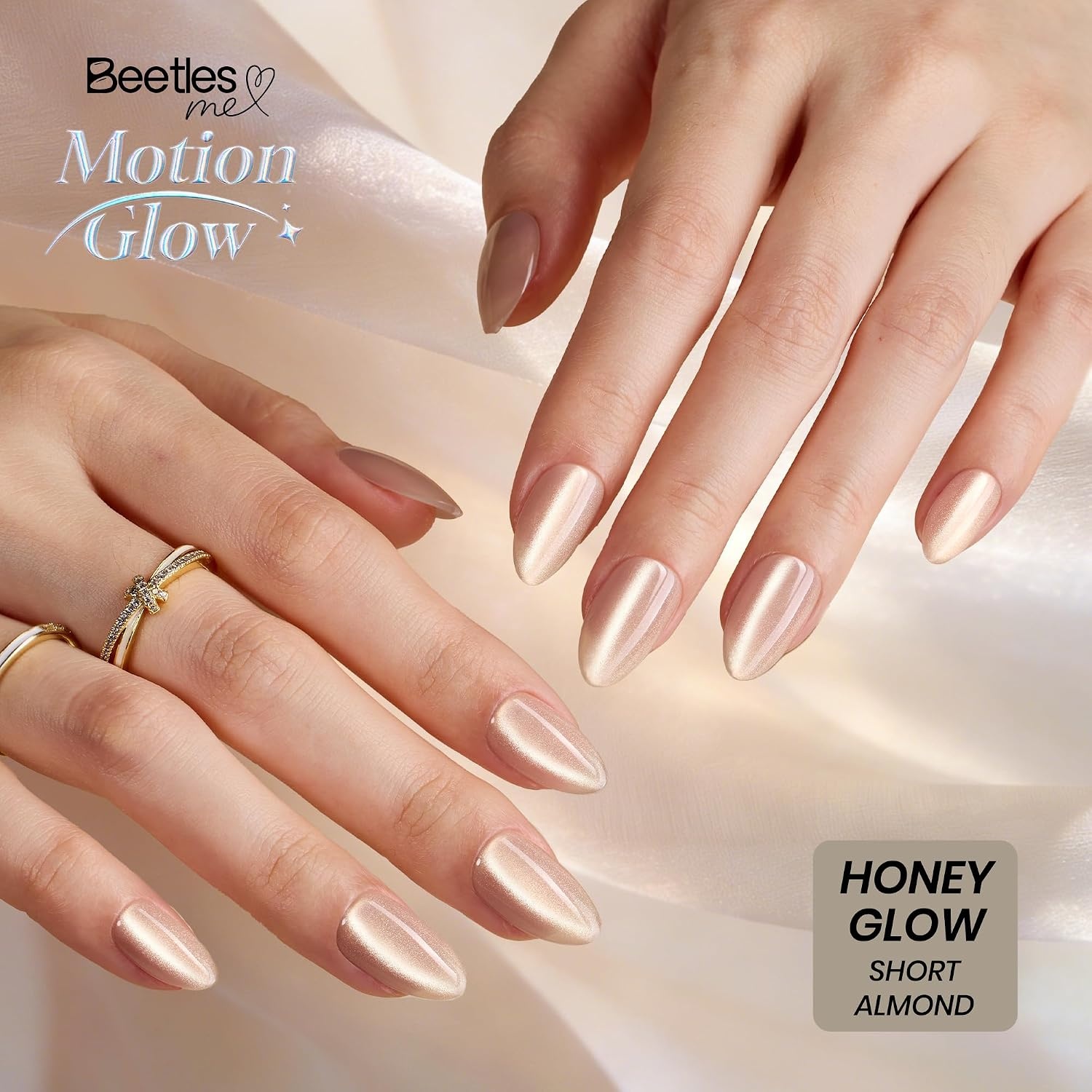 image:imageBeetles X Press Cat Eye Nails Bubble Aurora 7 Colors Medium Almond Press On Nails 16 Sizes 224 Pcs Natural Salon Quality Soft Nail Gel Art DIY For WomenB Short Almond Motion Honey Glow
