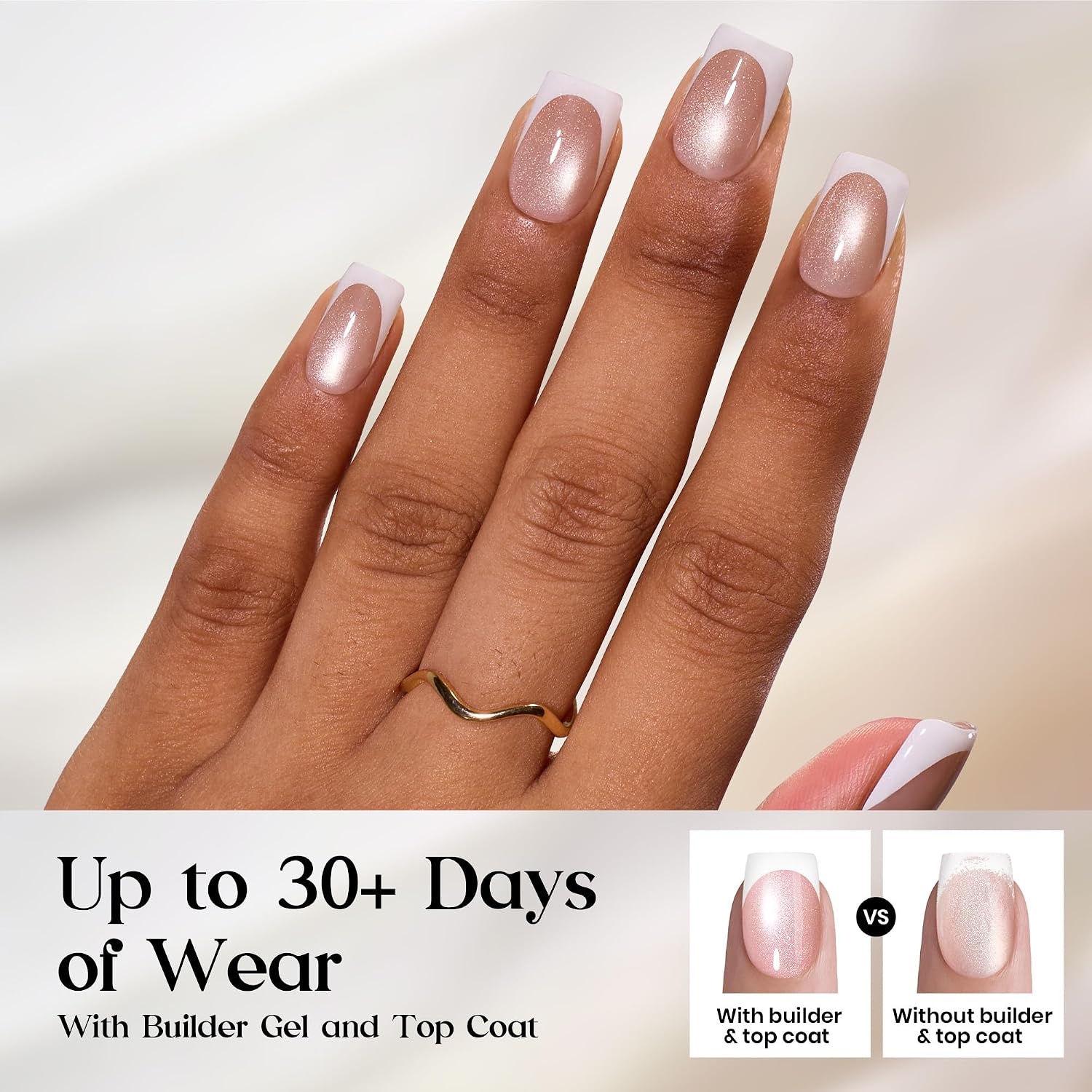 image:imageBeetles X Press Cat Eye Nails  Bubble Aurora  7 Colors Medium Almond Press On Nails  16 Sizes 224 Pcs Natural Salon Quality Soft Nail Gel Art DIY For Women007Short Squoval  Glassy Amber French
