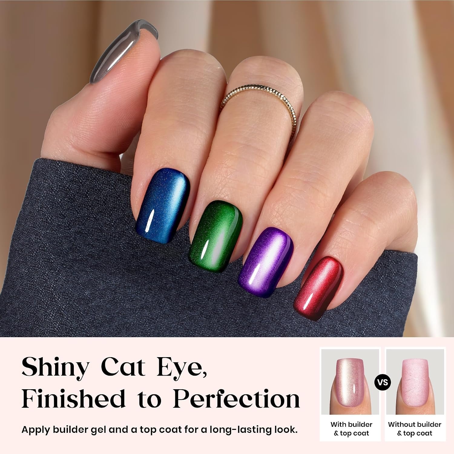 image:imageBeetles X Press Cat Eye Nails Bubble Aurora 7 Colors Medium Almond Press On Nails 16 Sizes 224 Pcs Natural Salon Quality Soft Nail Gel Art DIY For Women03S SquareCat Eye Mystic Aurora