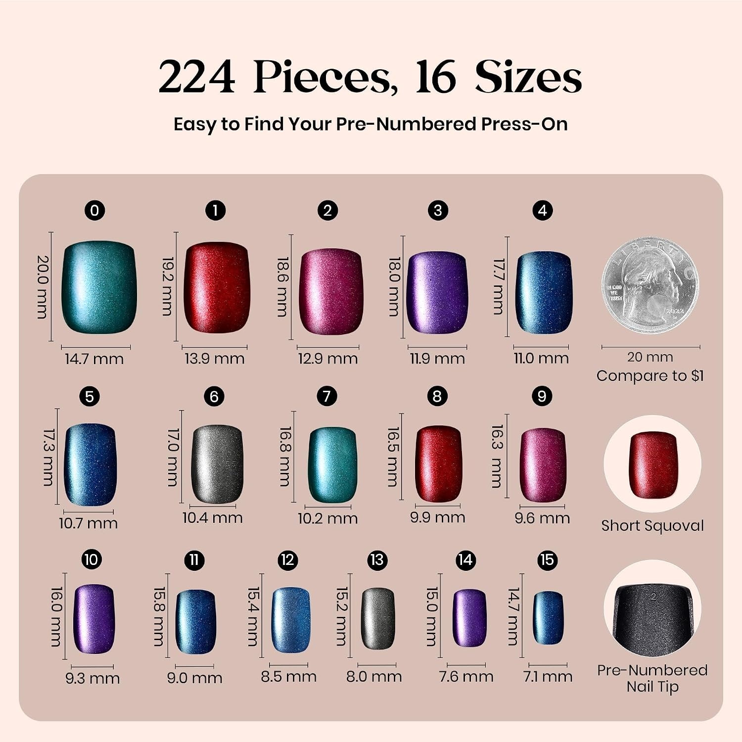 image:imageBeetles X Press Cat Eye Nails Bubble Aurora 7 Colors Medium Almond Press On Nails 16 Sizes 224 Pcs Natural Salon Quality Soft Nail Gel Art DIY For Women03S SquareCat Eye Mystic Aurora