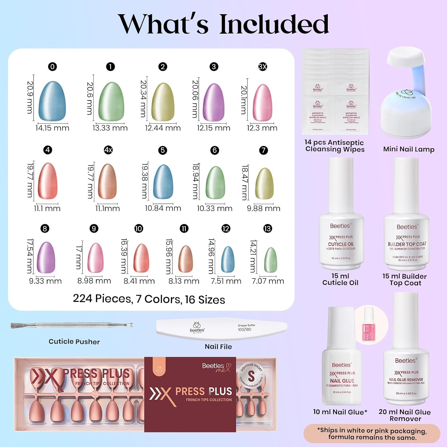 image:imageBeetles X Press Cat Eye Nails  Bubble Aurora  7 Colors Medium Almond Press On Nails  16 Sizes 224 Pcs Natural Salon Quality Soft Nail Gel Art DIY For Women1S AlmondCat Eye Soda Aurora Kit