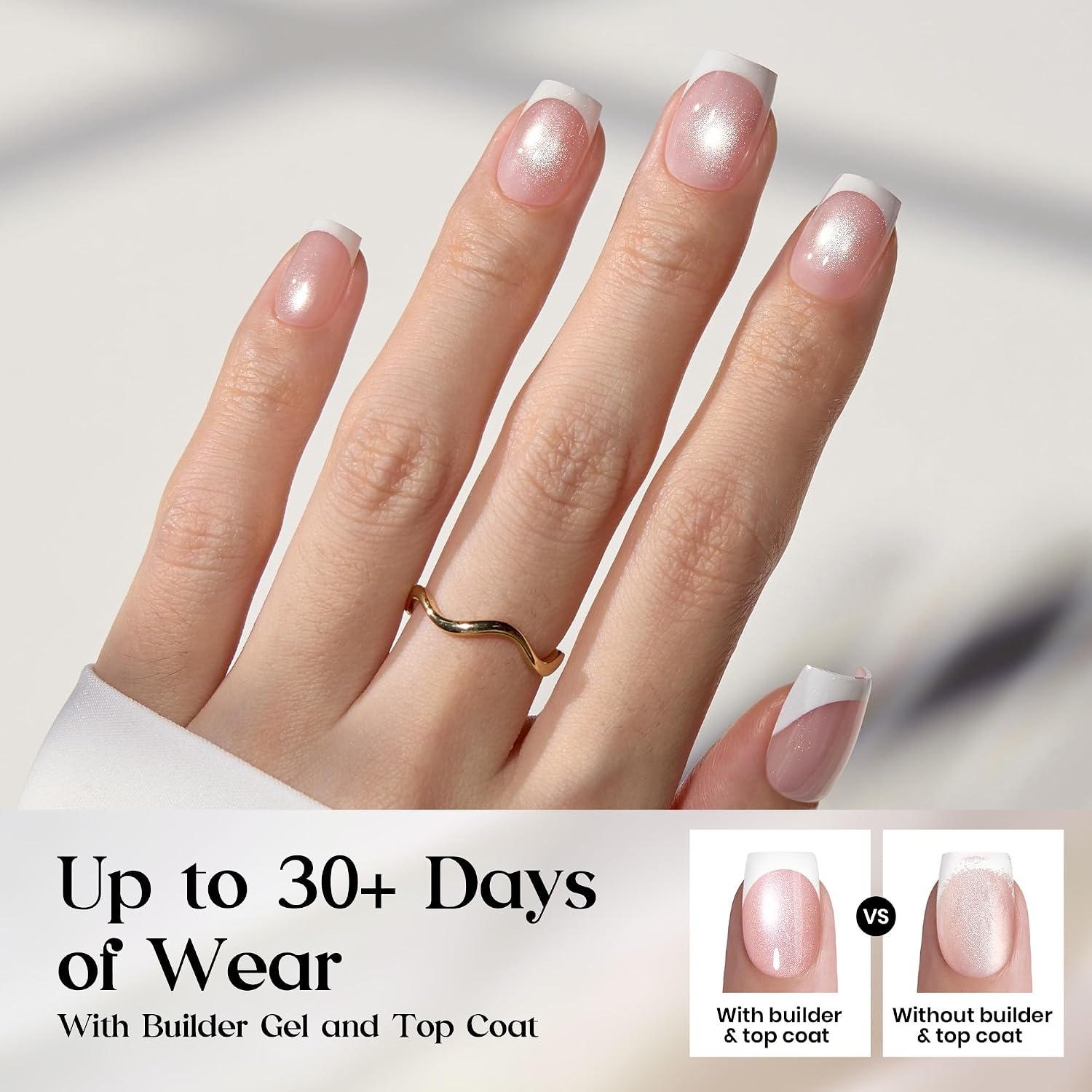 image:imageBeetles X Press Cat Eye Nails  Bubble Aurora  7 Colors Medium Almond Press On Nails  16 Sizes 224 Pcs Natural Salon Quality Soft Nail Gel Art DIY For Women001Short Square  Glassy Blush French