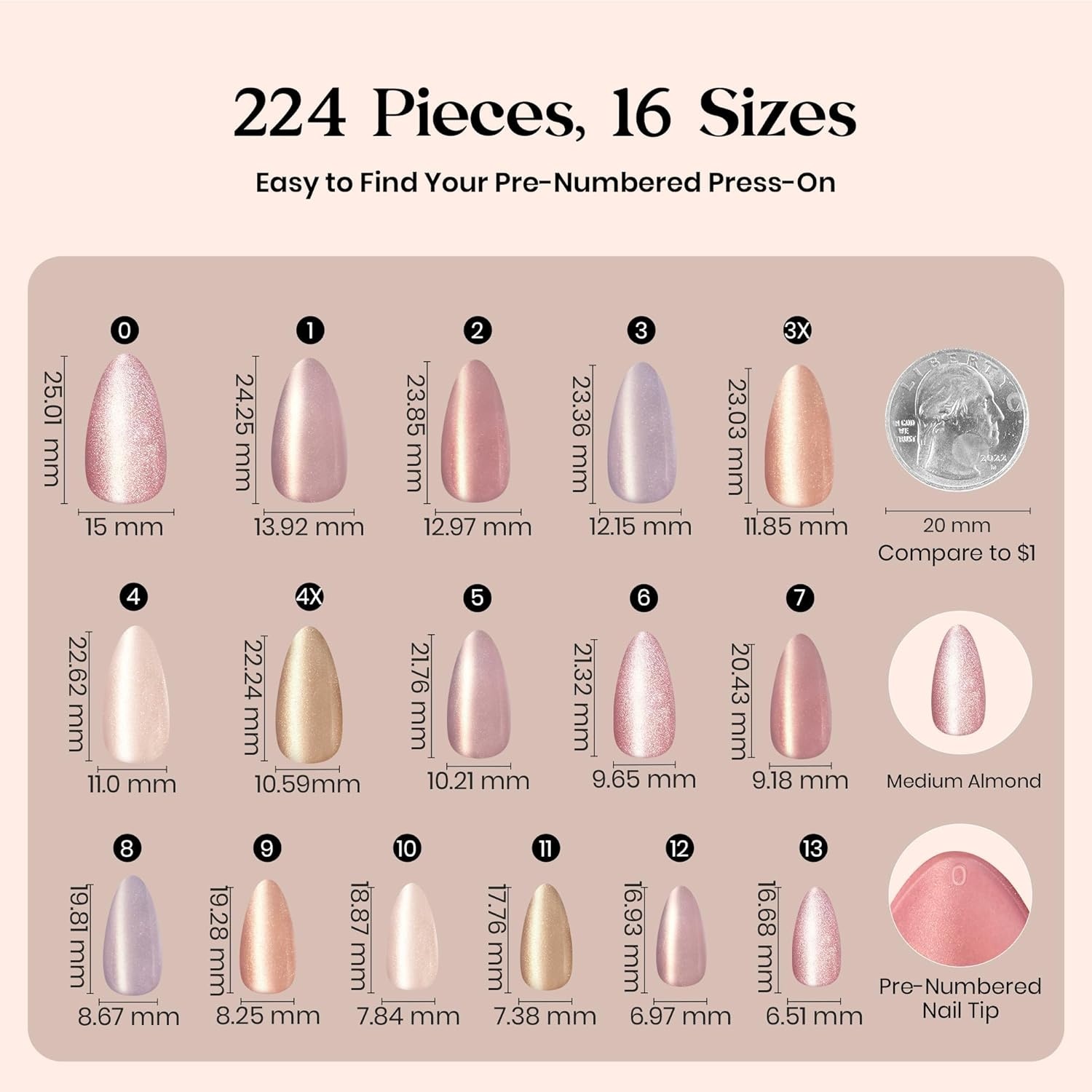 image:imageBeetles X Press Cat Eye Nails  Bubble Aurora  7 Colors Medium Almond Press On Nails  16 Sizes 224 Pcs Natural Salon Quality Soft Nail Gel Art DIY For Women02M MediumCat Eye Soda Aurora