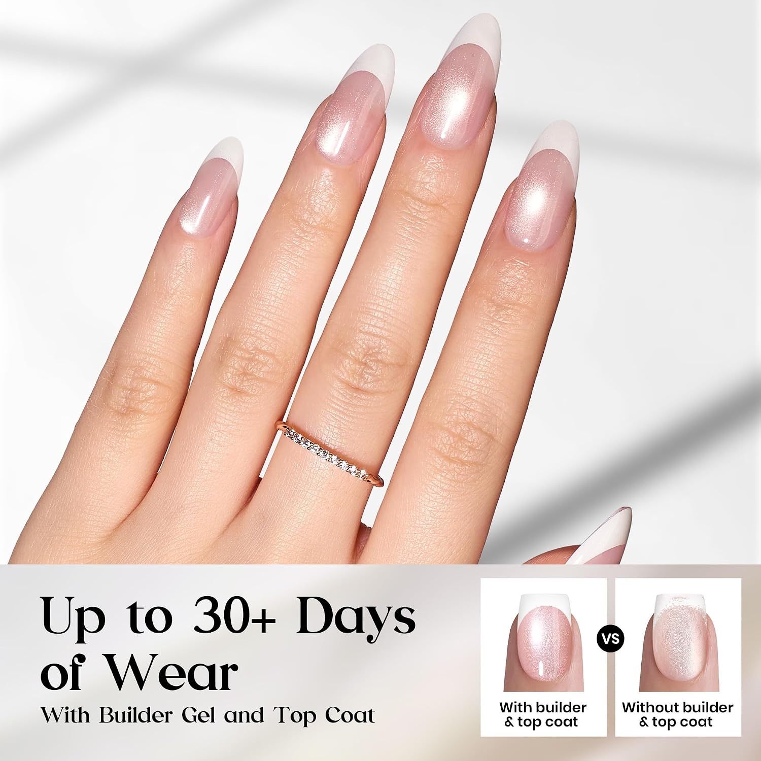 image:imageBeetles X Press Cat Eye Nails  Bubble Aurora  7 Colors Medium Almond Press On Nails  16 Sizes 224 Pcs Natural Salon Quality Soft Nail Gel Art DIY For Women003Medium Almond  Glassy Blush French