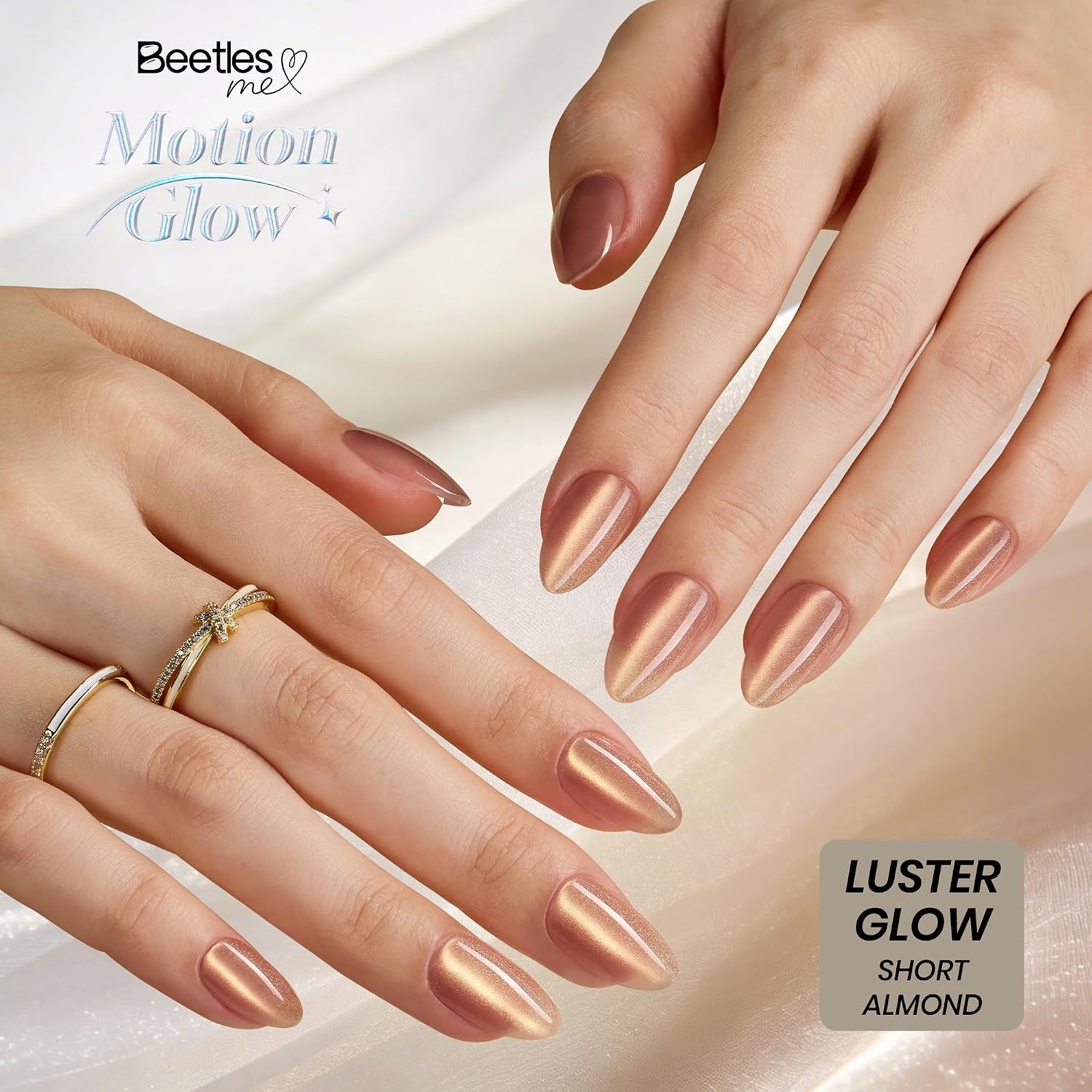 image:imageBeetles X Press Cat Eye Nails Bubble Aurora 7 Colors Medium Almond Press On Nails 16 Sizes 224 Pcs Natural Salon Quality Soft Nail Gel Art DIY For WomenC Short Almond Motion Honey Glow
