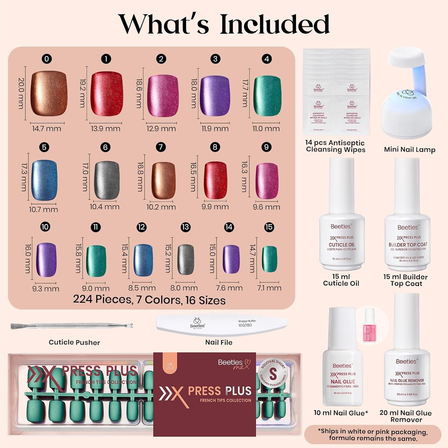 image:imageBeetles X Press Cat Eye Nails  Bubble Aurora  7 Colors Medium Almond Press On Nails  16 Sizes 224 Pcs Natural Salon Quality Soft Nail Gel Art DIY For Women4S SquareCat Eye Galaxy Aurora Kit