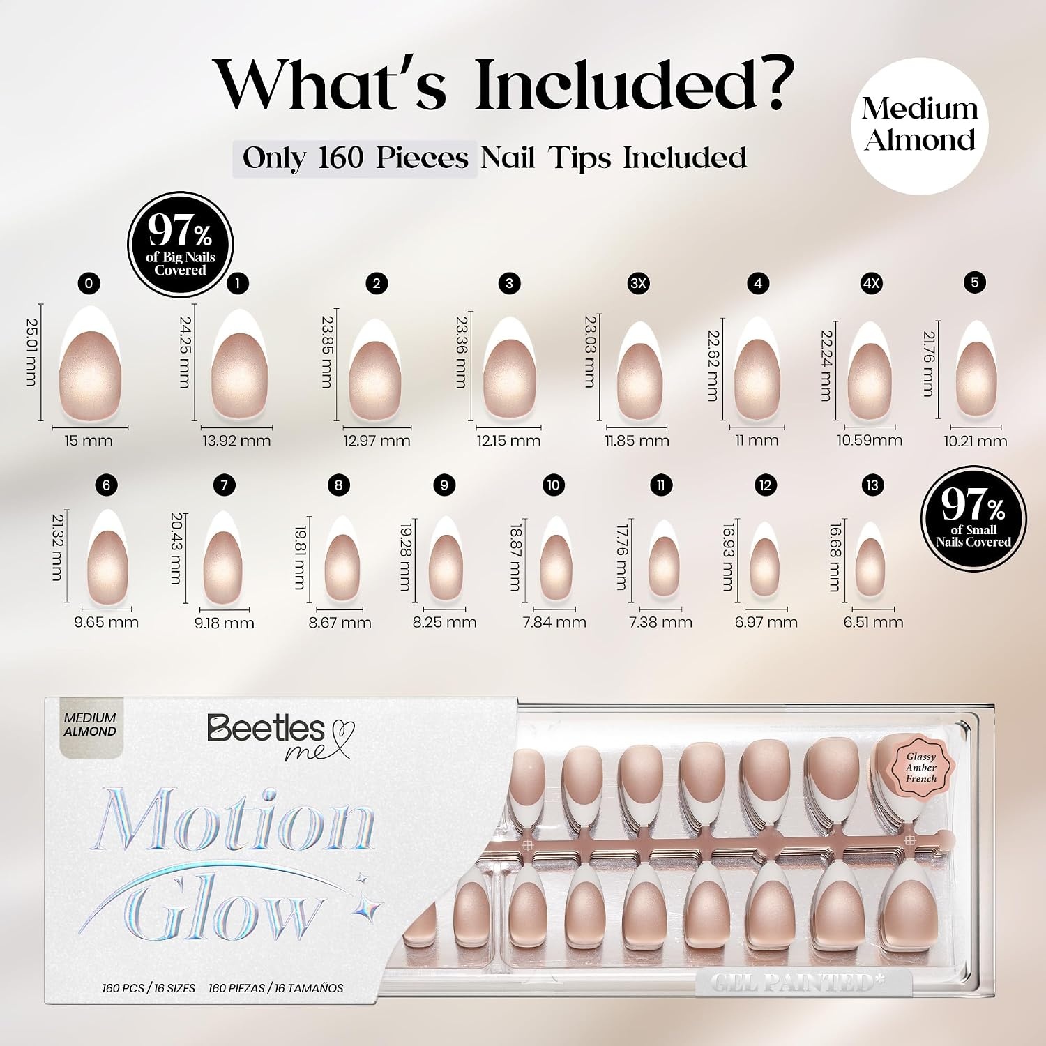 image:imageBeetles X Press Cat Eye Nails  Bubble Aurora  7 Colors Medium Almond Press On Nails  16 Sizes 224 Pcs Natural Salon Quality Soft Nail Gel Art DIY For Women005Medium Almond  Glassy Amber French