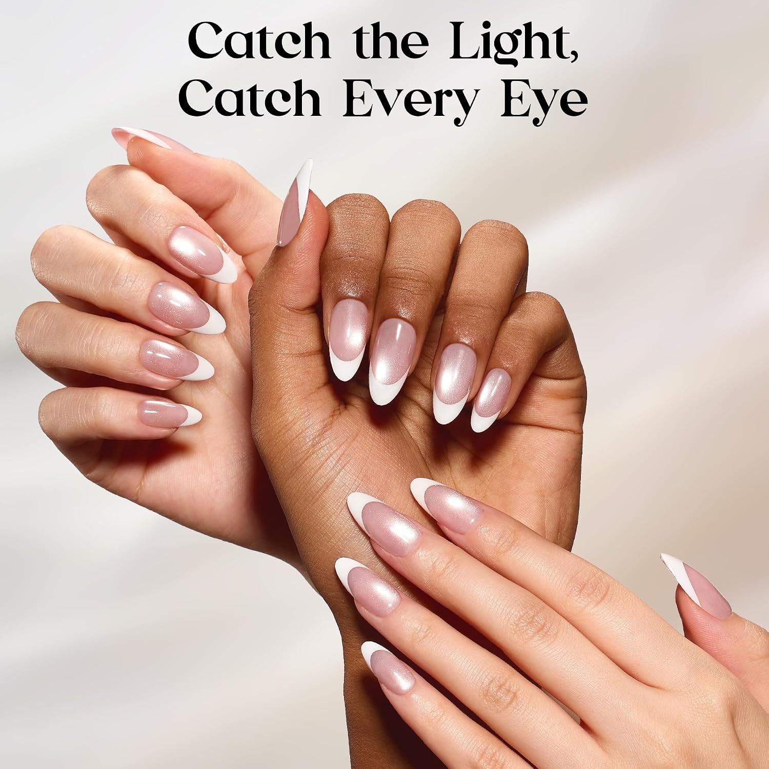 image:imageBeetles X Press Cat Eye Nails  Bubble Aurora  7 Colors Medium Almond Press On Nails  16 Sizes 224 Pcs Natural Salon Quality Soft Nail Gel Art DIY For Women003Medium Almond  Glassy Blush French