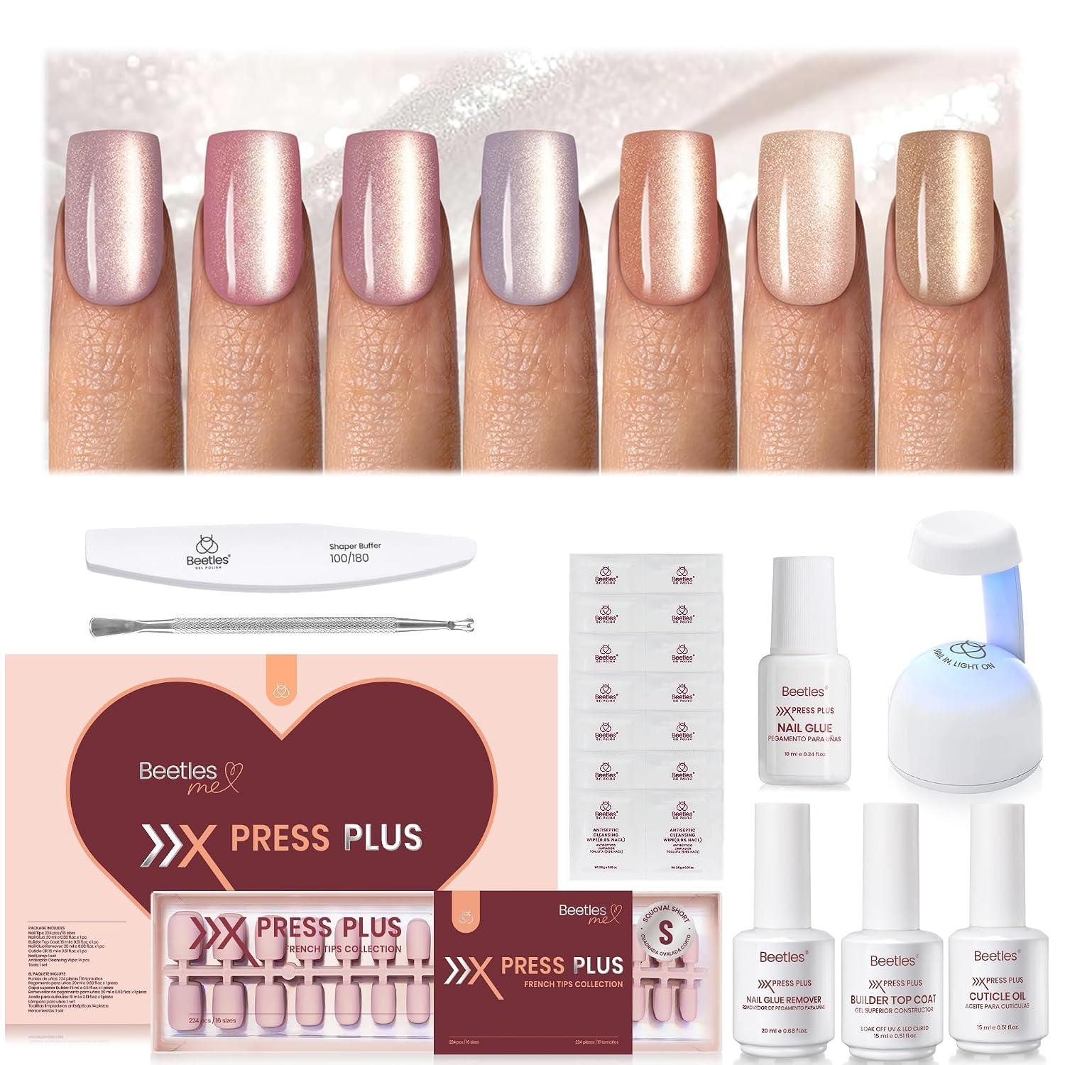 image:imageBeetles X Press Cat Eye Nails  Bubble Aurora  7 Colors Medium Almond Press On Nails  16 Sizes 224 Pcs Natural Salon Quality Soft Nail Gel Art DIY For Women2S SquareCat Eye Candy Nova Kit