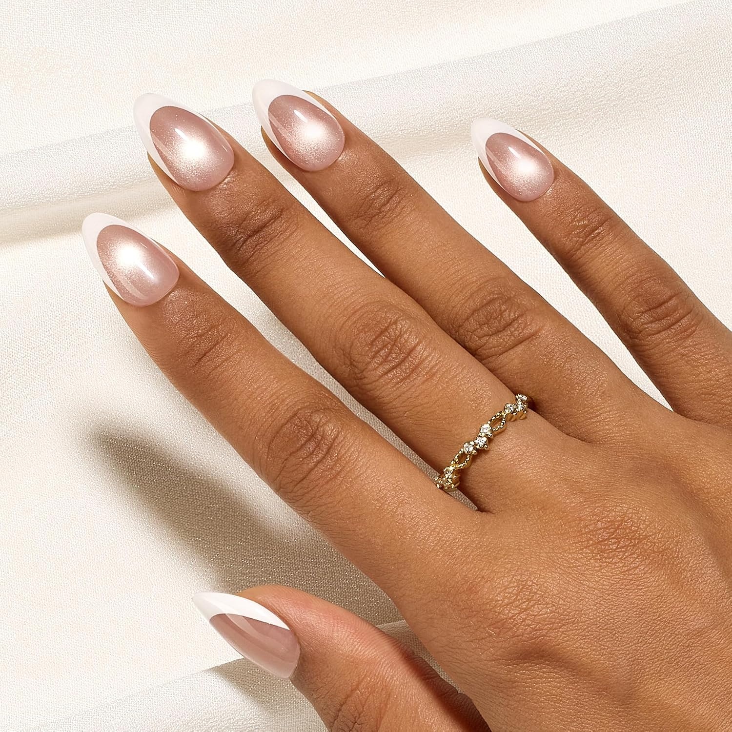 image:imageBeetles X Press Cat Eye Nails  Bubble Aurora  7 Colors Medium Almond Press On Nails  16 Sizes 224 Pcs Natural Salon Quality Soft Nail Gel Art DIY For Women004Short Almond  Glassy Amber French
