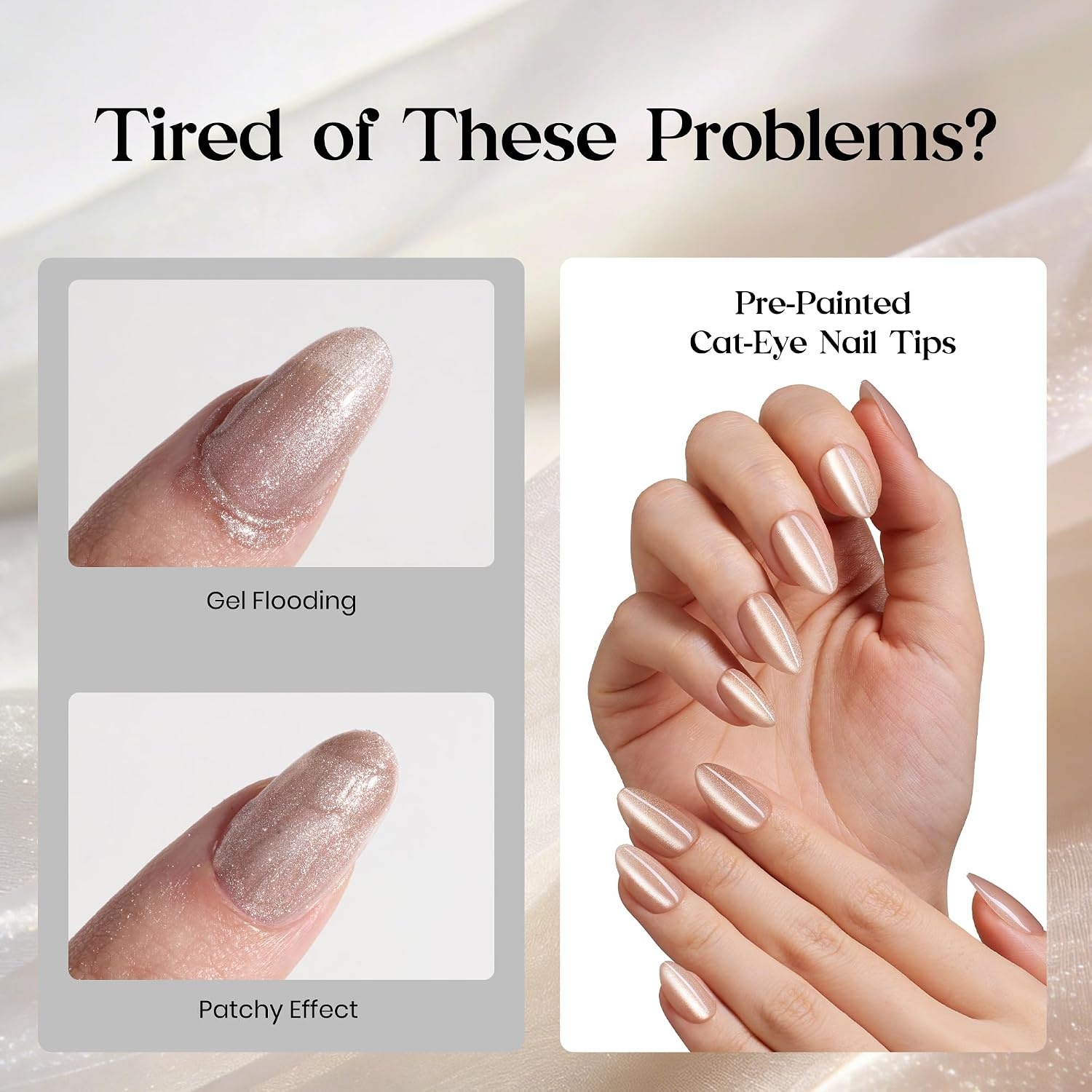 image:imageBeetles X Press Cat Eye Nails Bubble Aurora 7 Colors Medium Almond Press On Nails 16 Sizes 224 Pcs Natural Salon Quality Soft Nail Gel Art DIY For WomenB Short Almond Motion Honey Glow