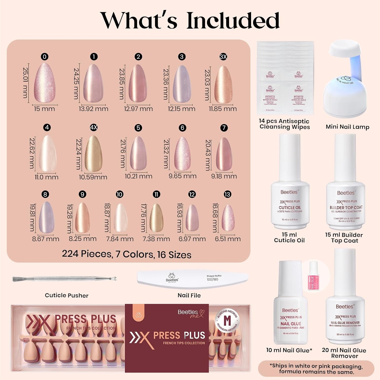 image:imageBeetles X Press Cat Eye Nails  Bubble Aurora  7 Colors Medium Almond Press On Nails  16 Sizes 224 Pcs Natural Salon Quality Soft Nail Gel Art DIY For Women2M MediumCat Eye Soda Aurora Kit