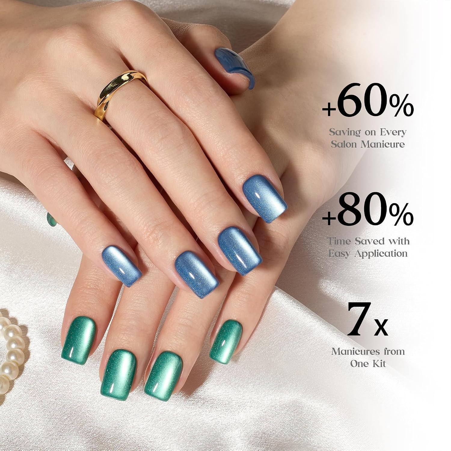 image:imageBeetles X Press Cat Eye Nails  Bubble Aurora  7 Colors Medium Almond Press On Nails  16 Sizes 224 Pcs Natural Salon Quality Soft Nail Gel Art DIY For Women04S SquareCat Eye Galaxy Aurora