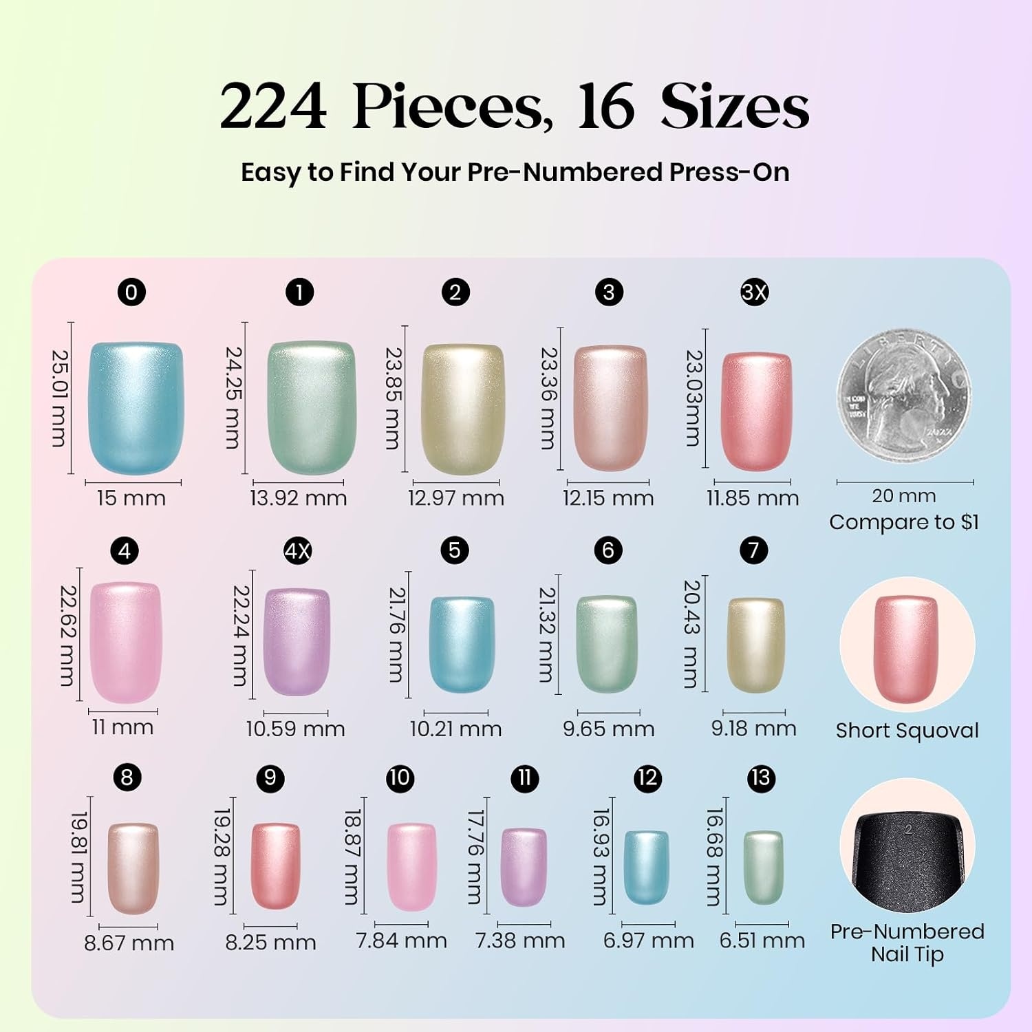 image:imageBeetles X Press Cat Eye Nails Bubble Aurora 7 Colors Medium Almond Press On Nails 16 Sizes 224 Pcs Natural Salon Quality Soft Nail Gel Art DIY For Women01S SquareCat Eye Fizz Aurora