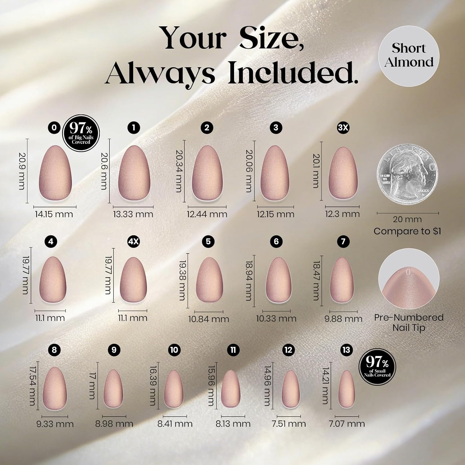 image:imageBeetles X Press Cat Eye Nails  Bubble Aurora  7 Colors Medium Almond Press On Nails  16 Sizes 224 Pcs Natural Salon Quality Soft Nail Gel Art DIY For WomenD  Short Almond  Motion Rose Glow