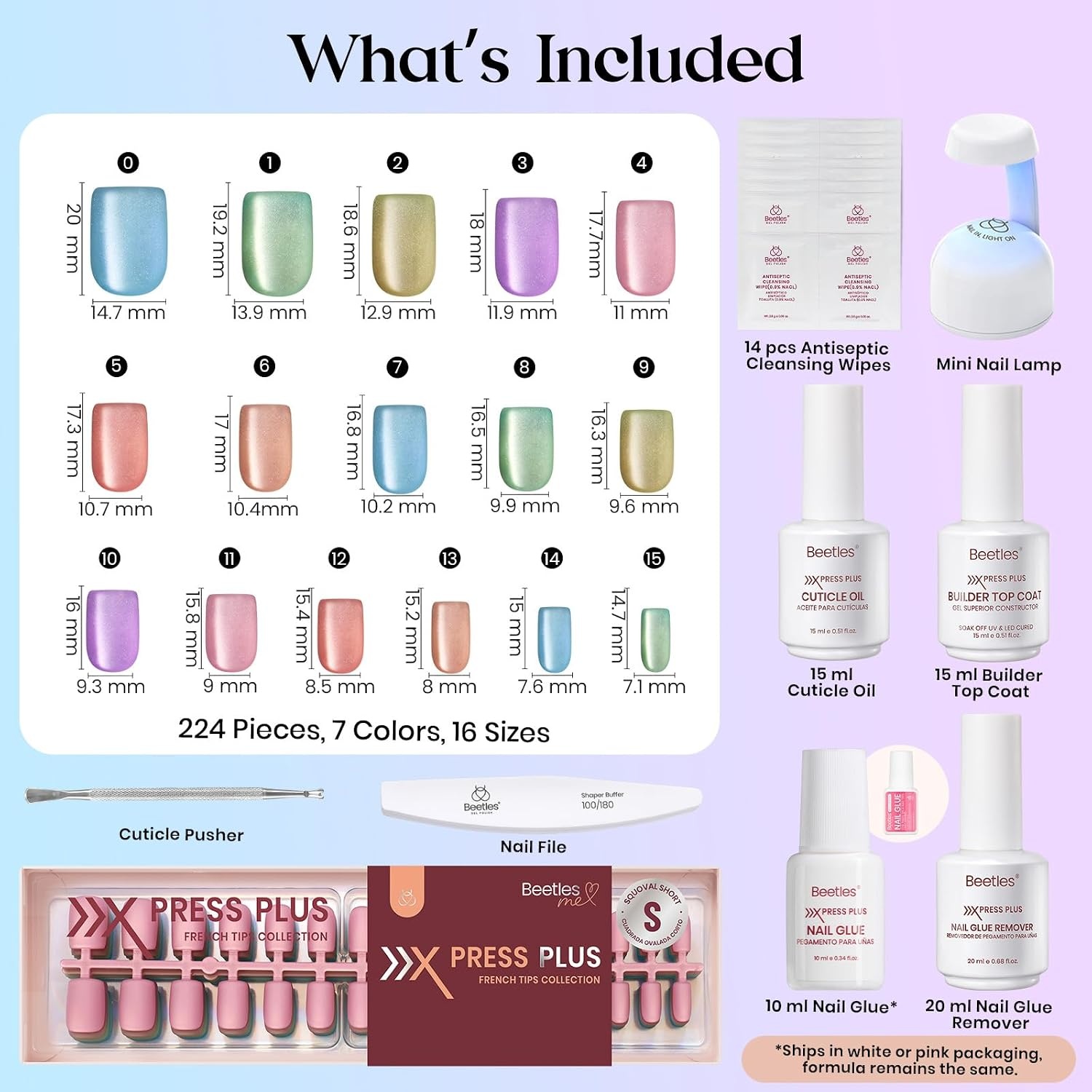 image:imageBeetles X Press Cat Eye Nails Bubble Aurora 7 Colors Medium Almond Press On Nails 16 Sizes 224 Pcs Natural Salon Quality Soft Nail Gel Art DIY For Women1S SquareCat Eye Fizz Aurora