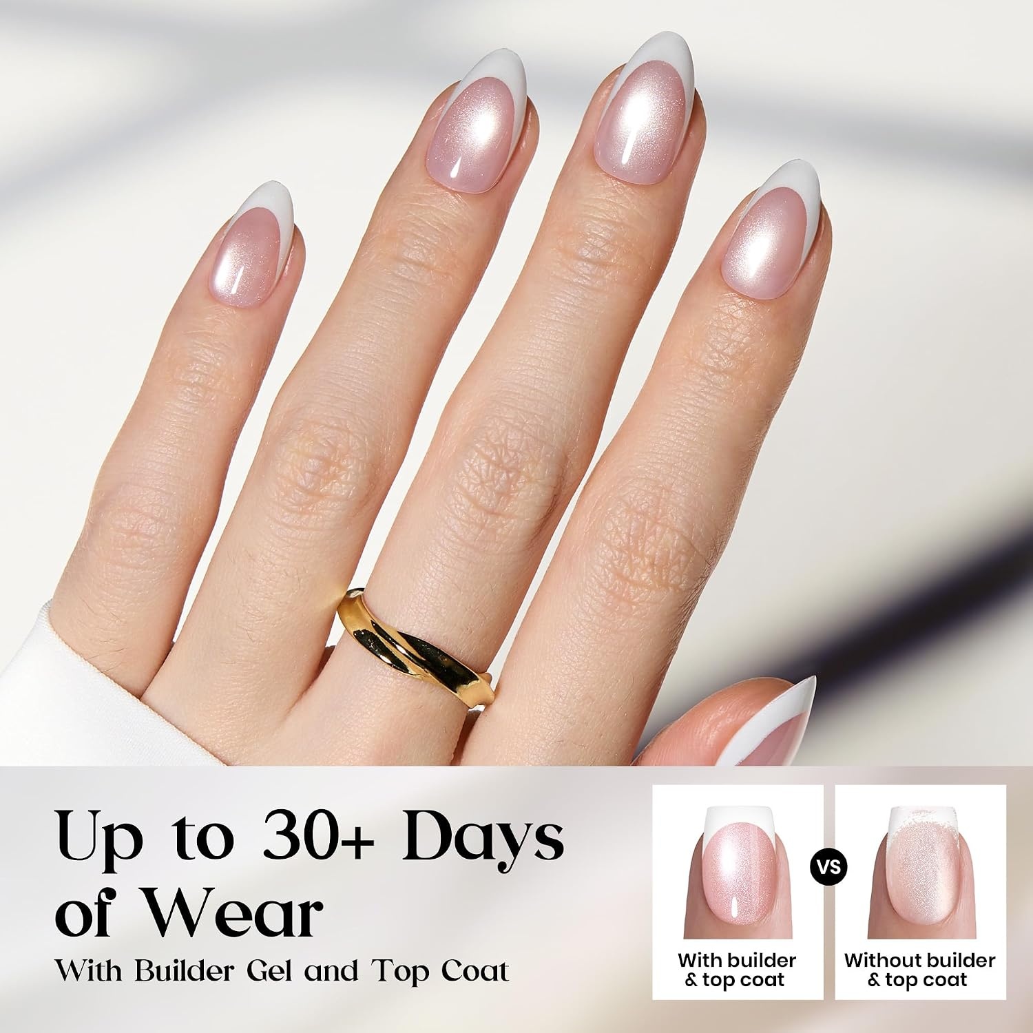 image:imageBeetles X Press Cat Eye Nails  Bubble Aurora  7 Colors Medium Almond Press On Nails  16 Sizes 224 Pcs Natural Salon Quality Soft Nail Gel Art DIY For Women002Short Almond  Glassy Blush French