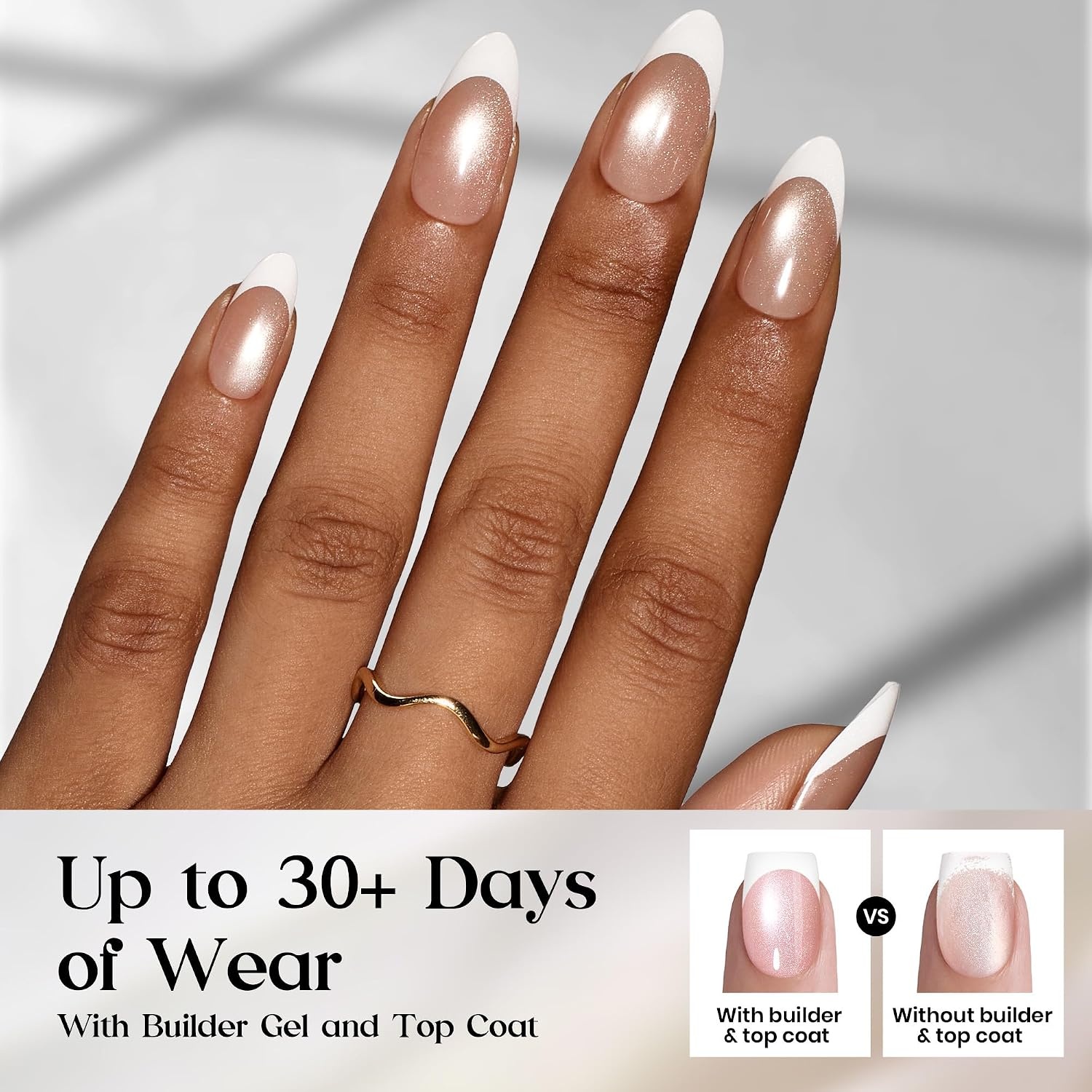 image:imageBeetles X Press Cat Eye Nails  Bubble Aurora  7 Colors Medium Almond Press On Nails  16 Sizes 224 Pcs Natural Salon Quality Soft Nail Gel Art DIY For Women005Medium Almond  Glassy Amber French