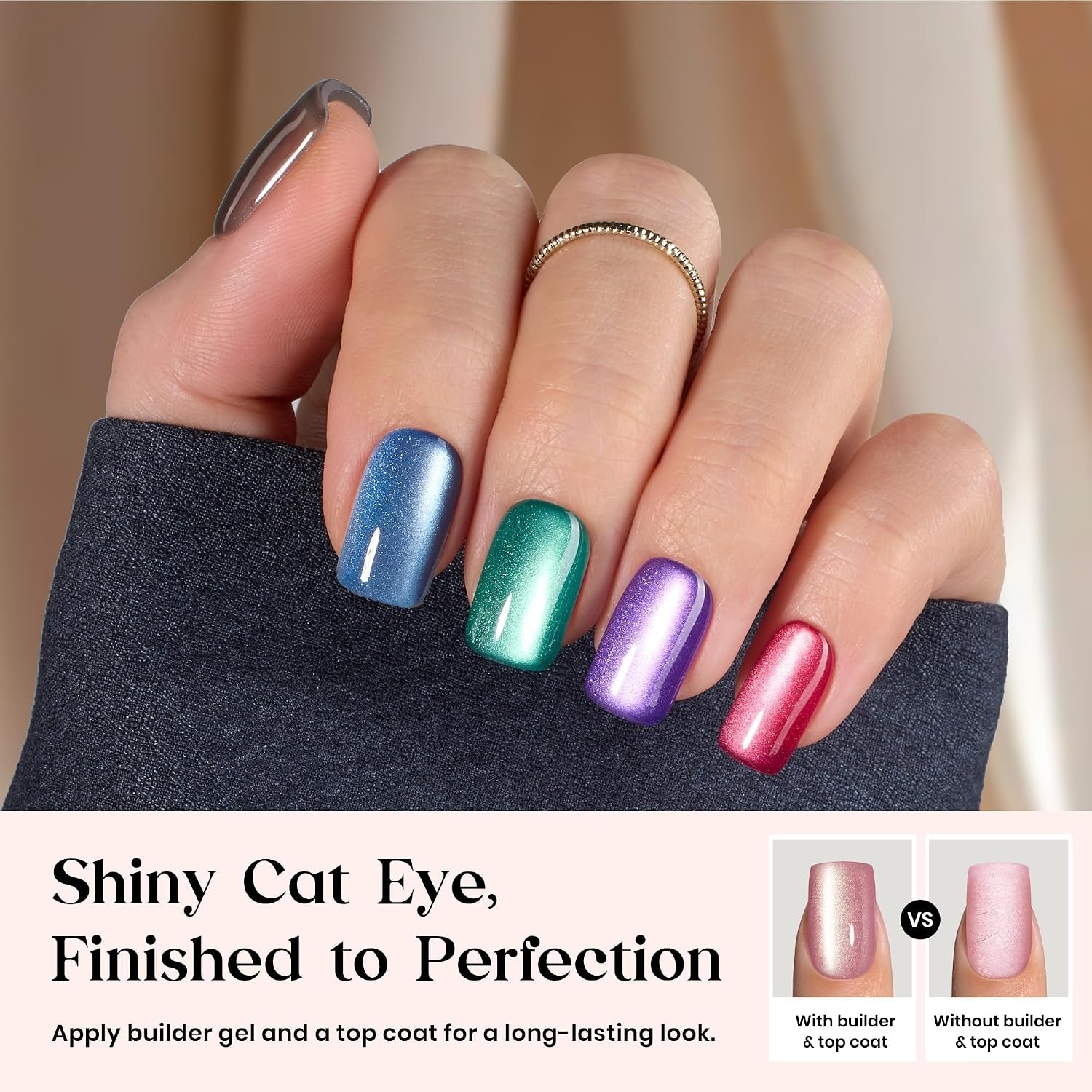 image:imageBeetles X Press Cat Eye Nails  Bubble Aurora  7 Colors Medium Almond Press On Nails  16 Sizes 224 Pcs Natural Salon Quality Soft Nail Gel Art DIY For Women04S SquareCat Eye Galaxy Aurora