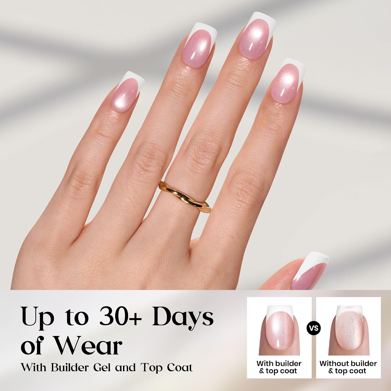 image:imageBeetles X Press Cat Eye Nails  Bubble Aurora  7 Colors Medium Almond Press On Nails  16 Sizes 224 Pcs Natural Salon Quality Soft Nail Gel Art DIY For Women008Short Squoval  Glassy Blush French