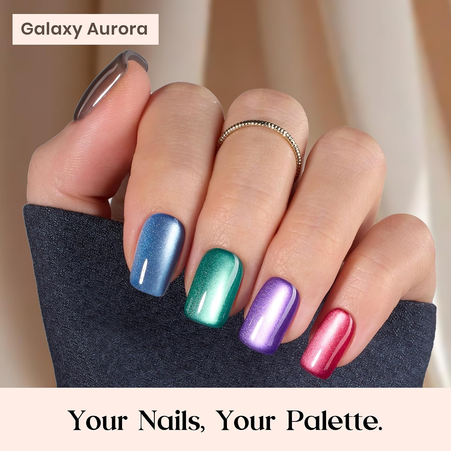 image:imageBeetles X Press Cat Eye Nails  Bubble Aurora  7 Colors Medium Almond Press On Nails  16 Sizes 224 Pcs Natural Salon Quality Soft Nail Gel Art DIY For Women4S SquareCat Eye Galaxy Aurora Kit