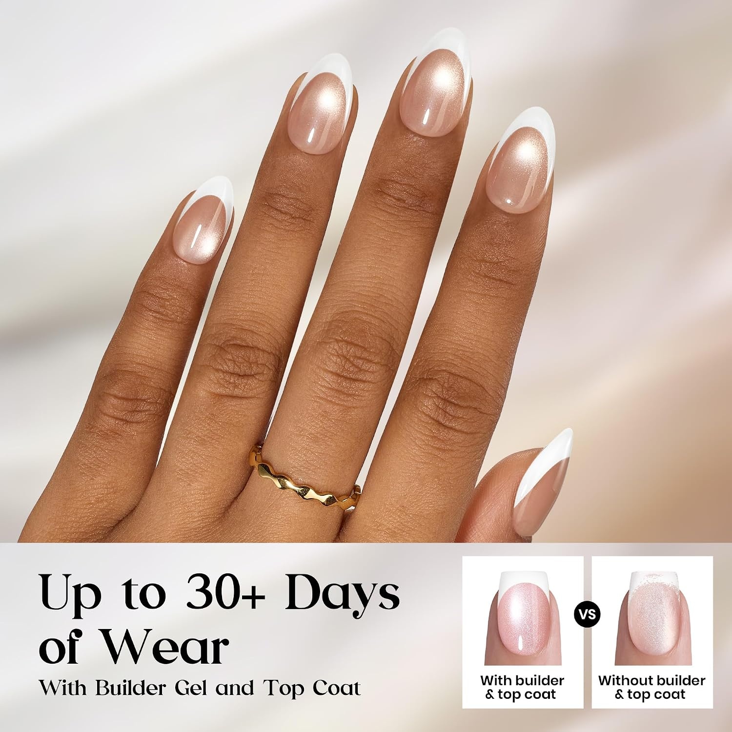 image:imageBeetles X Press Cat Eye Nails  Bubble Aurora  7 Colors Medium Almond Press On Nails  16 Sizes 224 Pcs Natural Salon Quality Soft Nail Gel Art DIY For Women004Short Almond  Glassy Amber French