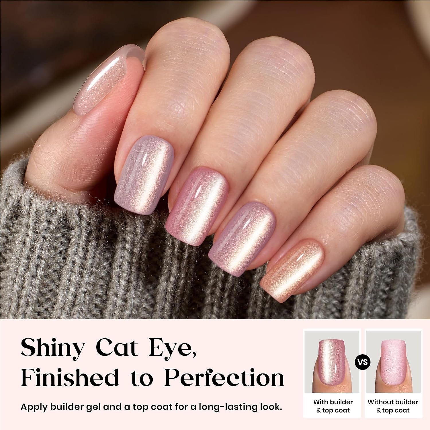 image:imageBeetles X Press Cat Eye Nails  Bubble Aurora  7 Colors Medium Almond Press On Nails  16 Sizes 224 Pcs Natural Salon Quality Soft Nail Gel Art DIY For Women02S SquareCat Eye Candy Nova