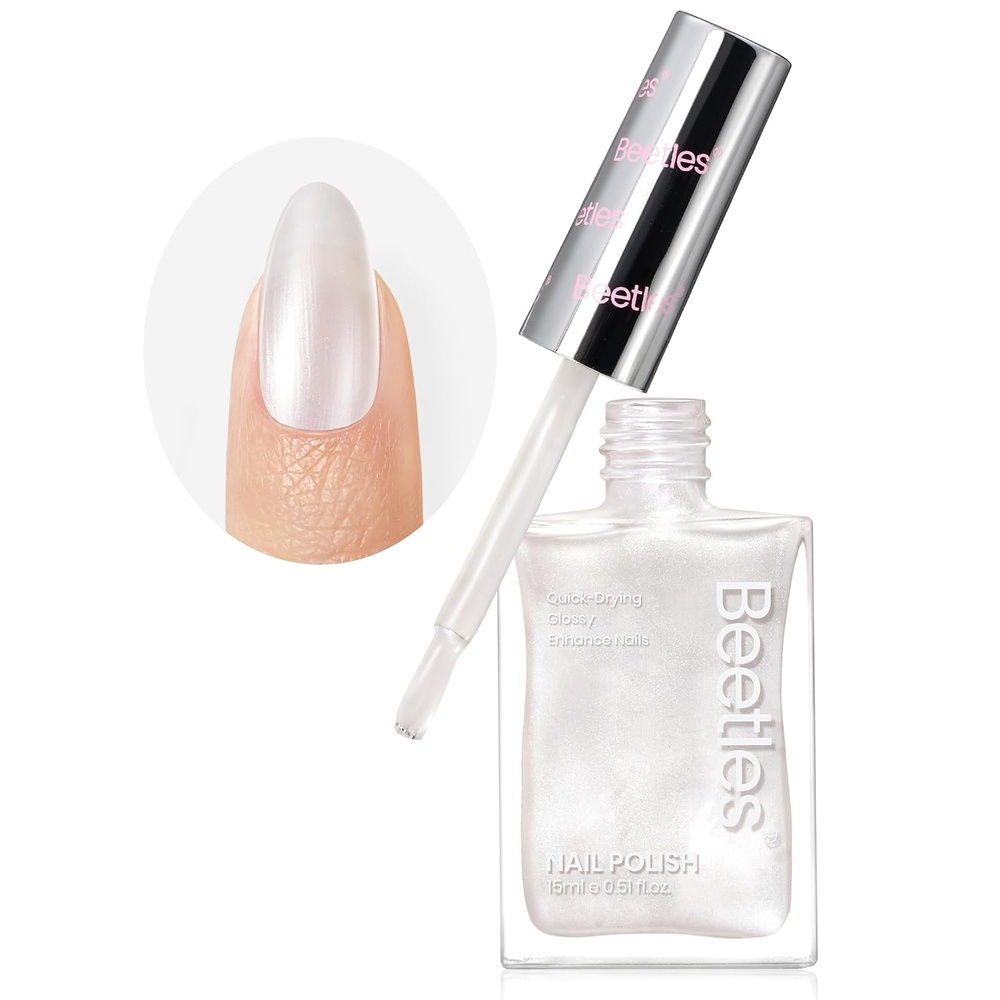 image:imageBeetles 2 in 1 Nail Strengthener Polish 1Pcs 15ml Pearl White Nail PolishFast Drying amp Long Lasting Nail Polish Pearlescent Sheen Nail Lacquer Shimmer Art Effect for Nail SalonQuality ResultsPearlescent Sheen