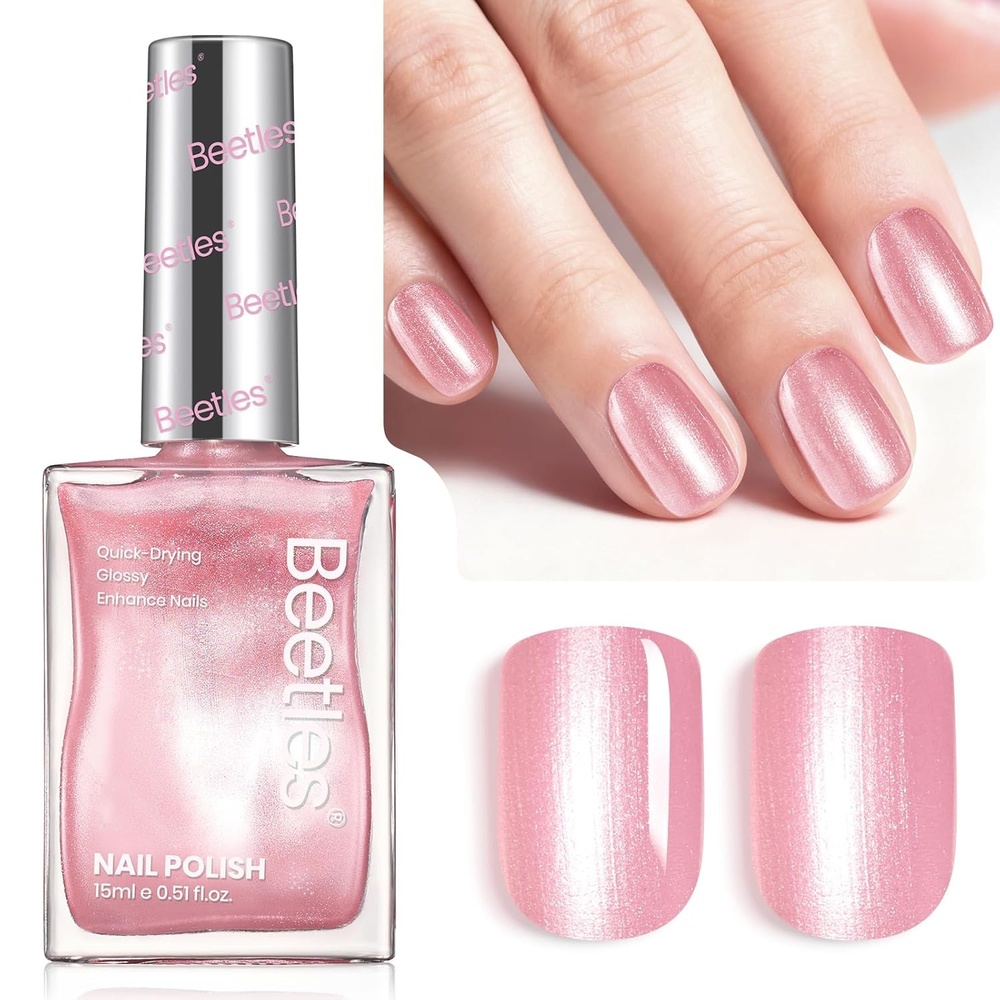 image:imageBeetles 2 in 1 Nail Strengthener Polish 1Pcs 15ml Pearl White Nail PolishFast Drying amp Long Lasting Nail Polish Pearlescent Sheen Nail Lacquer Shimmer Art Effect for Nail SalonQuality ResultsRomantic Reverie