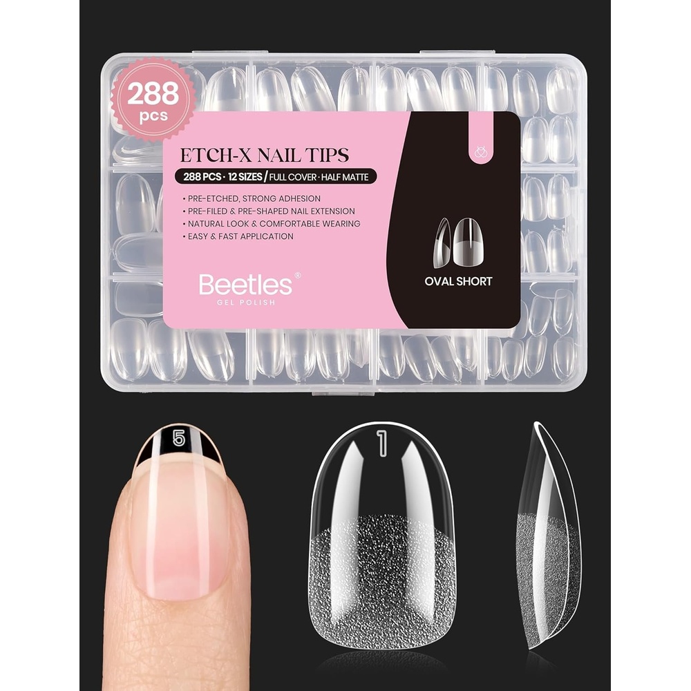 image:imageBeetles 2Pcs 15ml HemaFree Nail Glue Gel for Acrylic Nail Tips amp Clear Press On Nails TPO Free Super Strong U V Nail Glue for Nail Extensions DIY Long Lasting Nail Gel Kit Gift for Women5Oval Short 288pcs Etch X Nail Tips