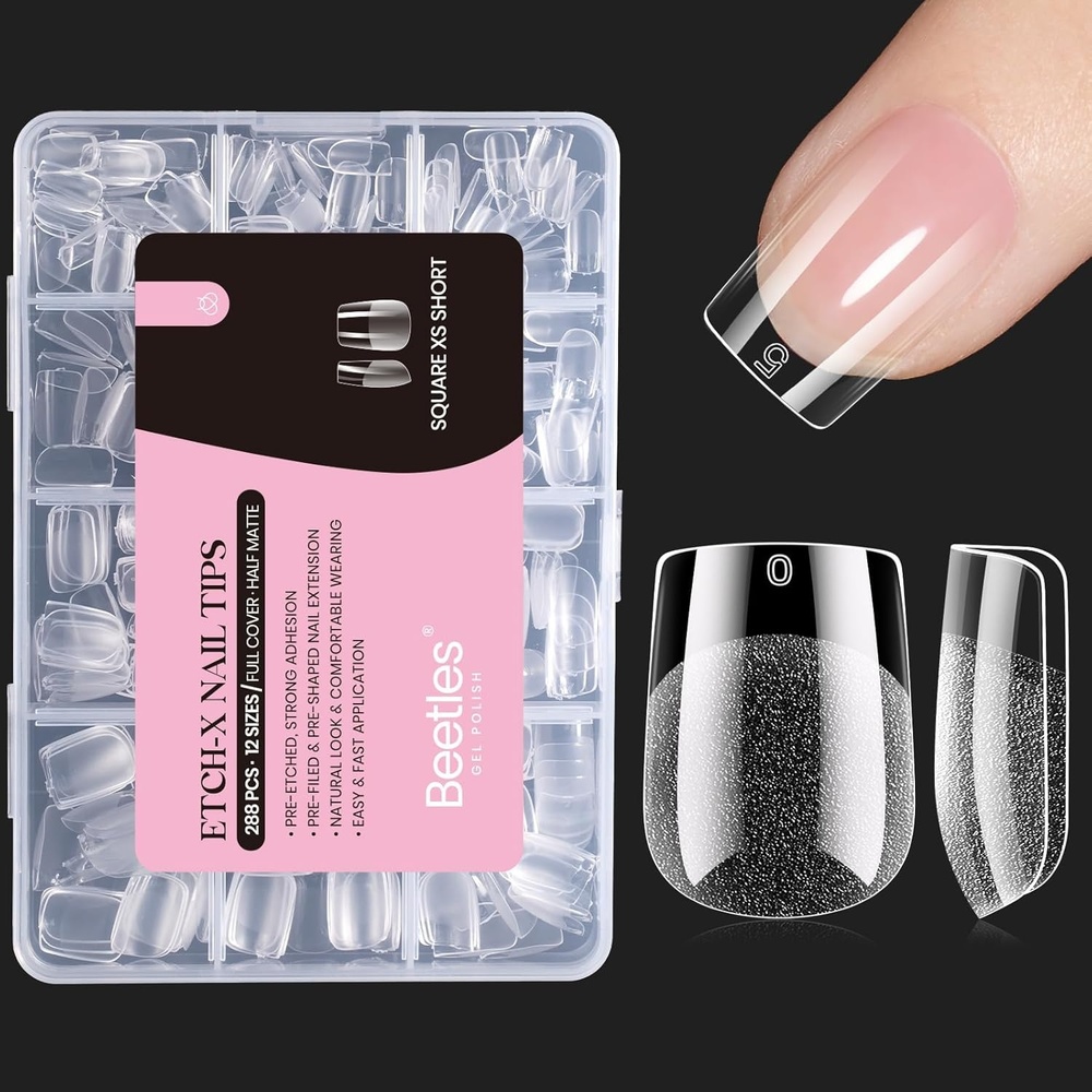 image:imageBeetles 2Pcs 15ml HemaFree Nail Glue Gel for Acrylic Nail Tips amp Clear Press On Nails TPO Free Super Strong U V Nail Glue for Nail Extensions DIY Long Lasting Nail Gel Kit Gift for Women31Square Extra Short 288pcs1 Etch X Nail Tips