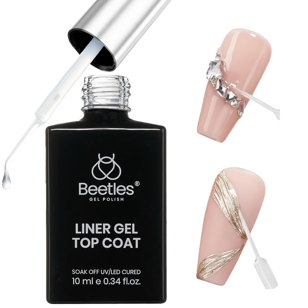image:imageBeetles 3D Gel Nail Art 1Pcs 15ml Sculpting Gel 3 in 1 Clear No Wipe Nail Polish Rhinestone Art Glue for Nail Gems Diamond Jewelry U V LED Lamp Needed DIY Home Salon Nails Gifts for WomenClear Liner Gel Top Coat