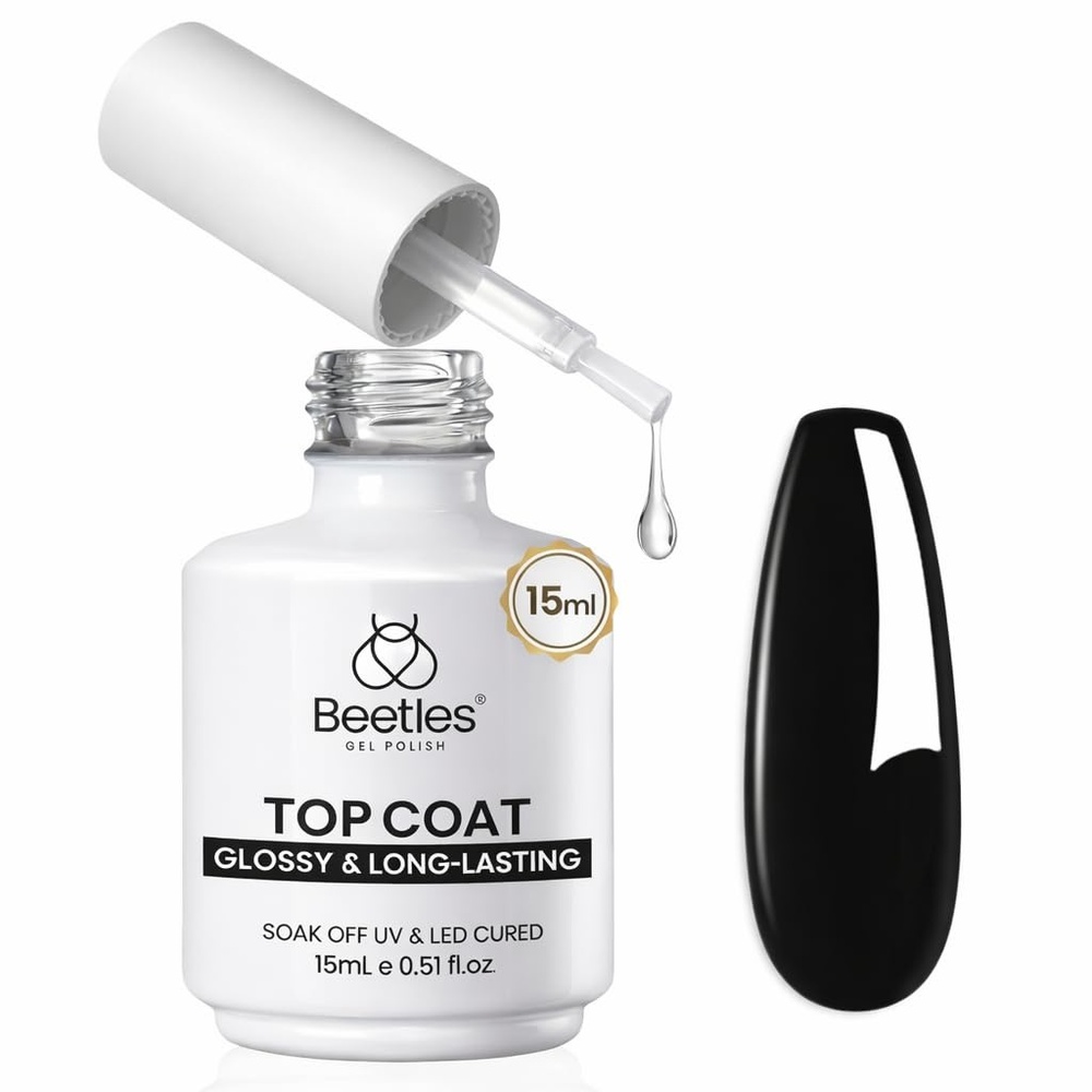 image:imageBeetles 3D Gel Nail Art 1Pcs 15ml Sculpting Gel 3 in 1 Clear No Wipe Nail Polish Rhinestone Art Glue for Nail Gems Diamond Jewelry U V LED Lamp Needed DIY Home Salon Nails Gifts for WomenHigh Gloss Top Coat