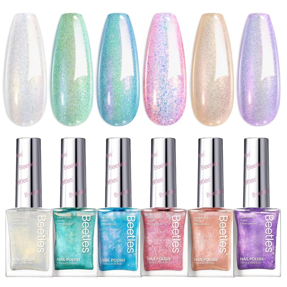 image:imageBeetles 4th of July Nail Polish  Midnight Fireworks 6 Colors Red White and Blue Nail Polish Set Sparkle Glitter Fingernail Quick Dry Long Lasting DIY Red White and Blue Nails Art Design for SummerDreamy Pastel